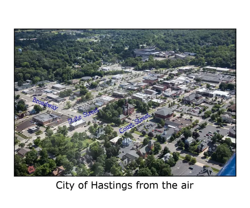 City of Hastings, MI from the air